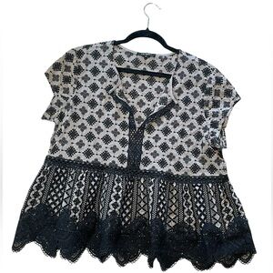 Kobi Halperin Eyelet/Lace Top, Size XL, EUC